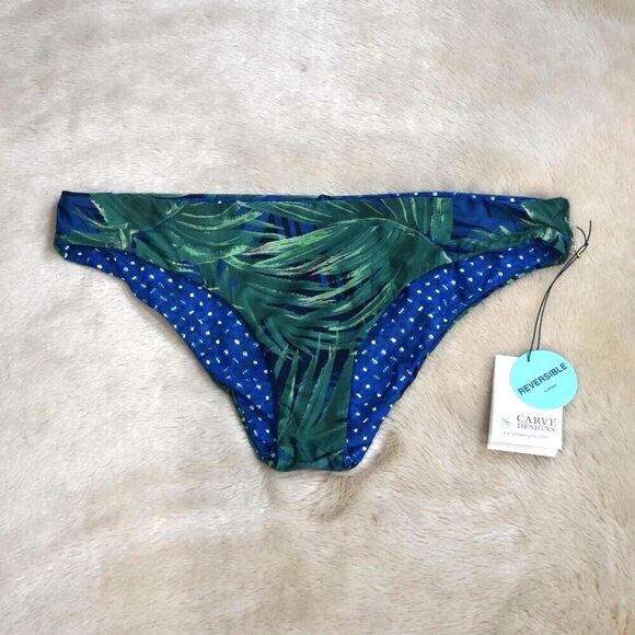Carve Designs Sanitas Tropical Print Reversable Polka Dot Bikini Bottoms Size XL - Picture 9 of 11